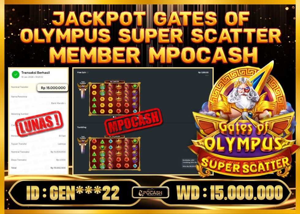 MPOCASH JACKPOT GATES OF OLYMPUS SUPER SCATTER