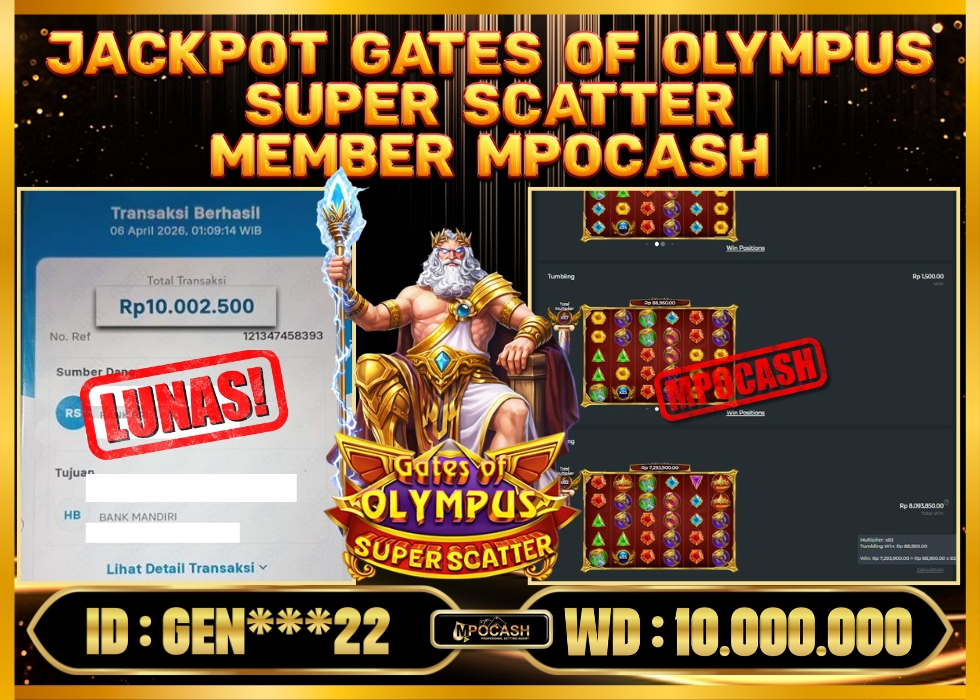 MPOCASH JACKPOT GATES OF OLYMPUS SUPER SCATTER