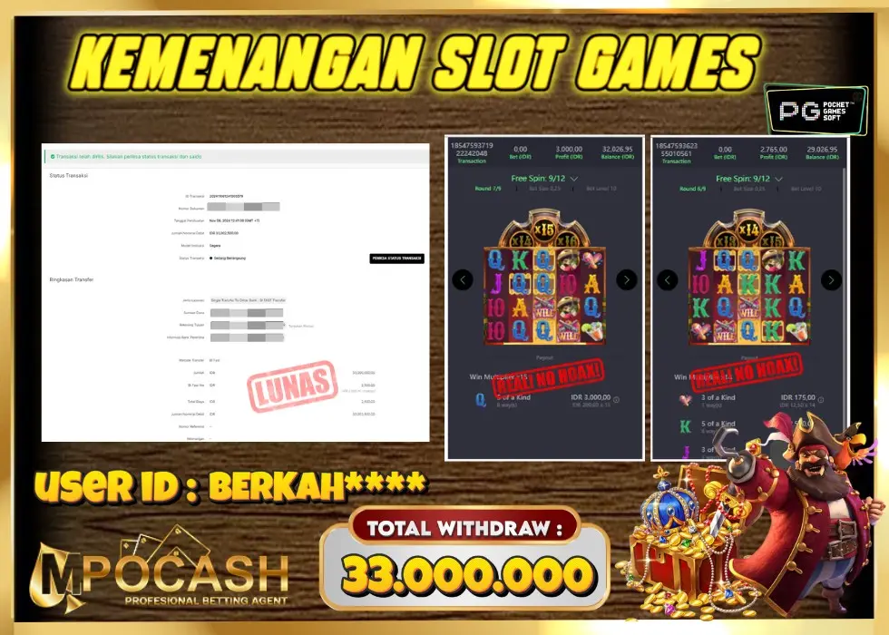 MPOCASH JACKPOT SLOT PG SOFT Rp 33.000.000 - LUNAS!!!